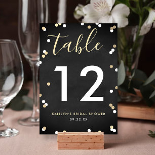 Gold Foil Confetti Bridal Shower Table Number