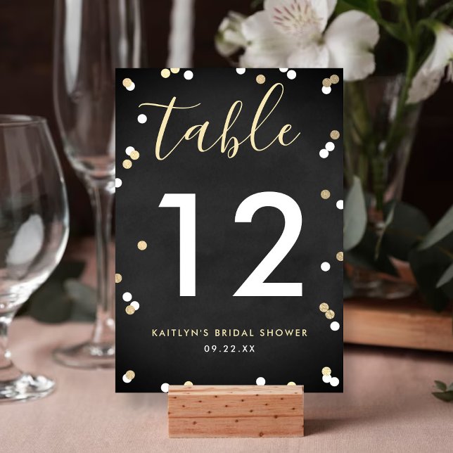 Gold Foil Confetti Bridal Shower Table Number (Creator Uploaded)