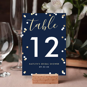 Gold Foil Confetti Bridal Shower Table Number