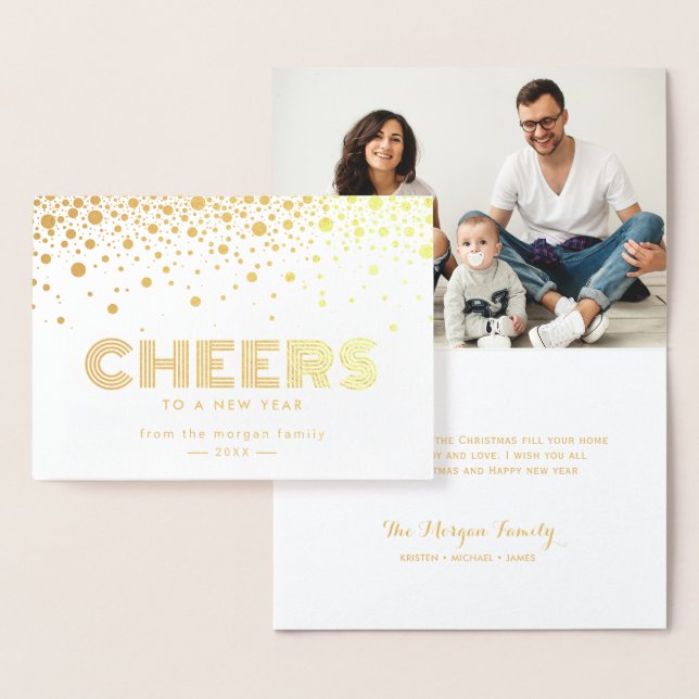 Gold Foil Confetti Dots Cheers To A New Year Foil Card (Display)