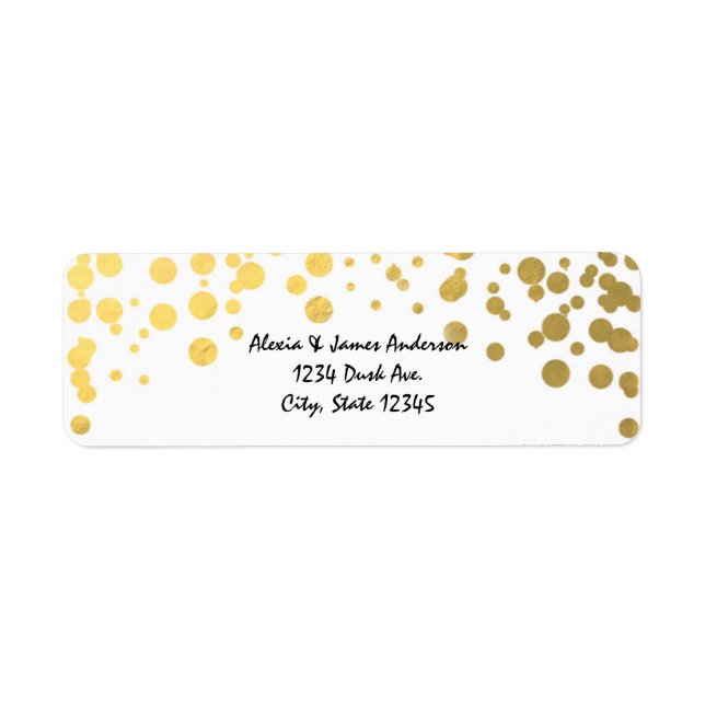 Gold Foil Confetti Dots Elegant Address Labels (Front)