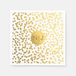 Gold Foil Confetti Dots Glam Modern Wedding Napkin