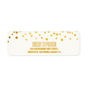 Gold Foil Confetti Wedding Return Address Label