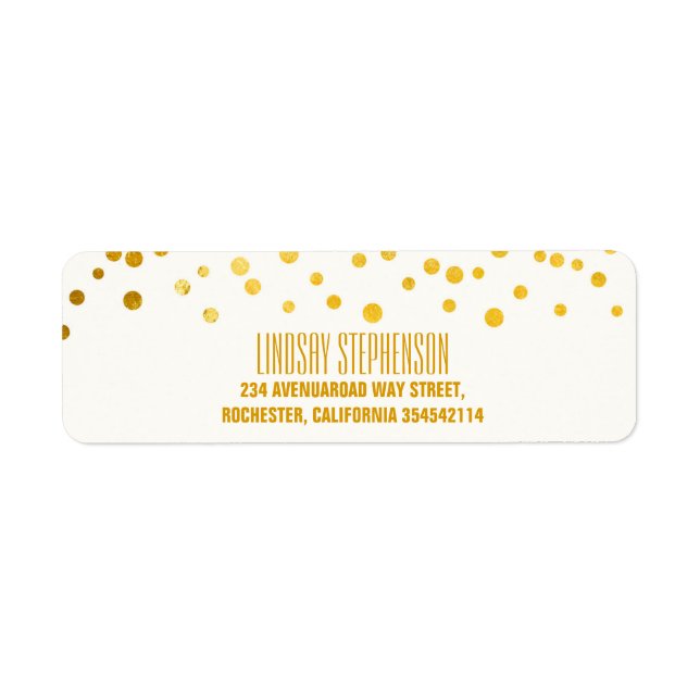 Gold Foil Confetti Wedding Return Address Label (Front)