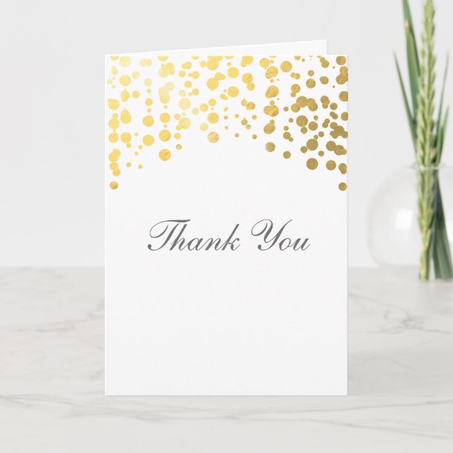 Gold Foil Confetti Wedding Thank You Fold Card (Front)