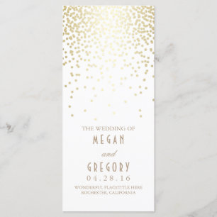 Gold Foil Confetti White Wedding Programs