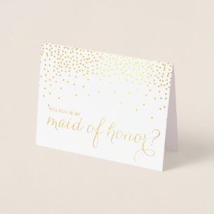 Gold Foil Confetti Will You Be My Maid of Honour Foil Card
