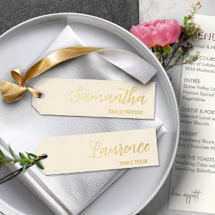 Gold Foil Creamy White 8 Wedding Place Name Tags Holiday Card
