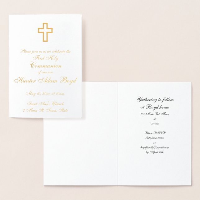 Gold Foil Cross Invitation (Display)