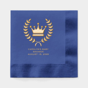 Gold Foil Crown Laurel Wreath Text Baby Shower   Napkins
