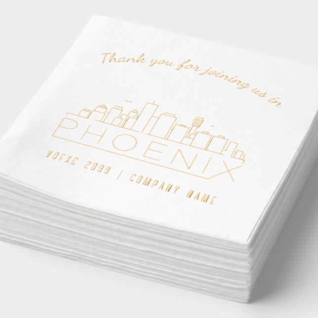 Gold Foil Custom Phoenix Corporate Event Napkins (Detail)