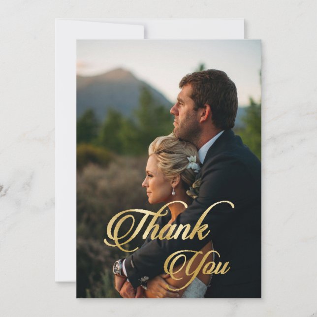 Gold Foil, Custom Photo, Thank You Card (Front)