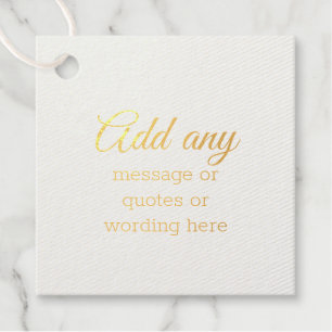 Gold Foil CUSTOM Plain Elegant White Favour Tags