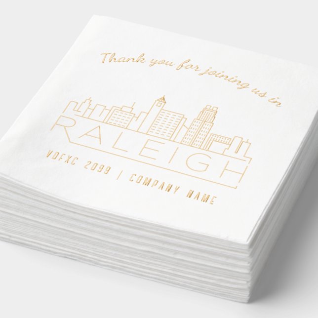 Gold Foil Custom Raleigh Corporate Event Napkins (Detail)