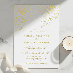 Gold Foil Dahlia Floral Elegant Wedding