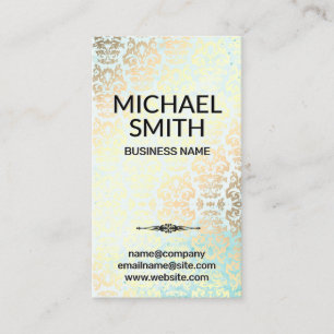 Gold Foil Damask Pattern Lux Fancy Business Card