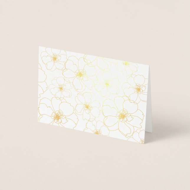 Gold Foil Dancing Flowers Greeting Cards (Front)