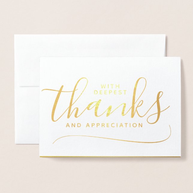 Gold Foil Deepest Thanks & Appreciation Card (Front With Envelope)