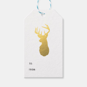 Gold Foil Deer Gift Tags Christmas
