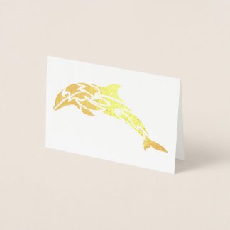 Gold Foil Dolphin Notecard Card