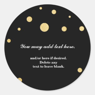 Gold Foil Dot Black Modern Wedding Bridal Sticker