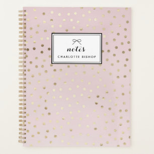 Gold Foil Dots Pattern Blush Personalised Planner