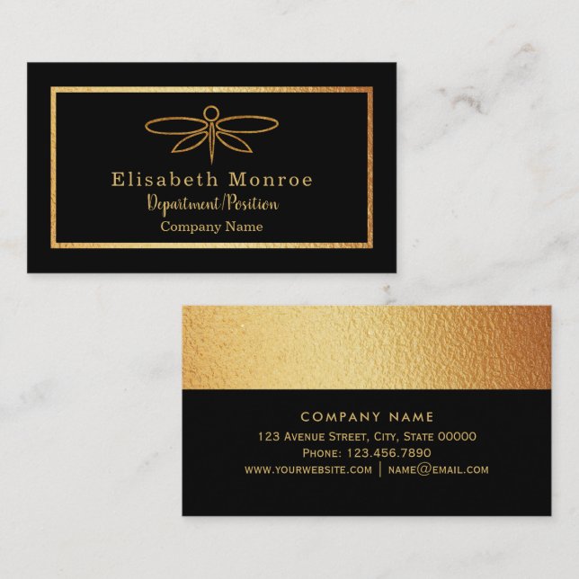 Gold Foil Dragonfly - Business Card (Front/Back)