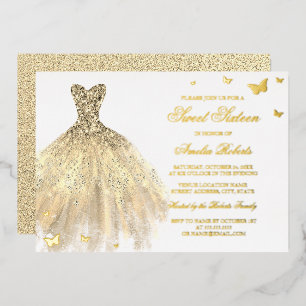 GOLD FOIL Dress Butterfly Sweet Sixteen 