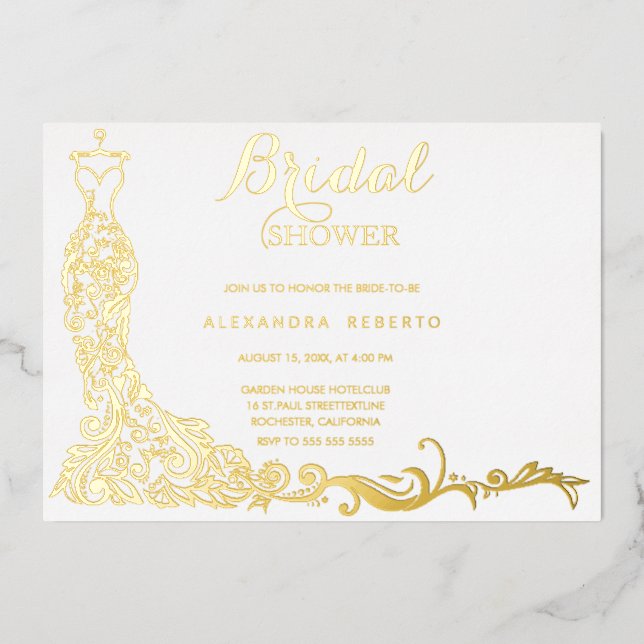 Gold Foil Dress wedding Bridal Shower  (Front)
