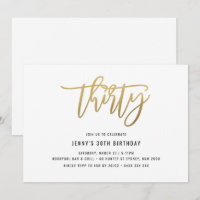 Gold Foil Effect 30th Birthday Invitation