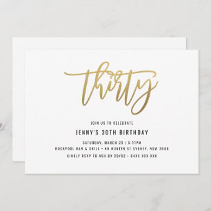 Gold Foil Effect 30th Birthday Invitation