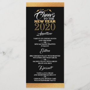 Gold Foil Effect, Champagne Bubbles, New Year Menu