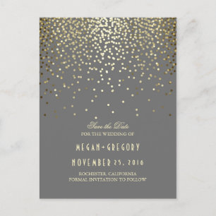 gold foil effect confetti elegant save the date announcement postcard