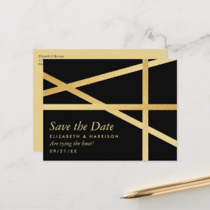 Gold Foil Effect Geometric Style Save the Date Announcement Postcard