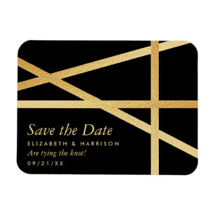 Gold Foil Effect Geometric Style Save the Date Magnet