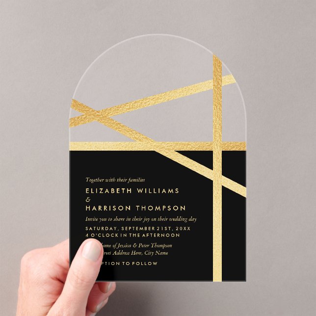Gold Foil Effect Geometric Style Wedding Acrylic Invitations (Insitu (Handheld))