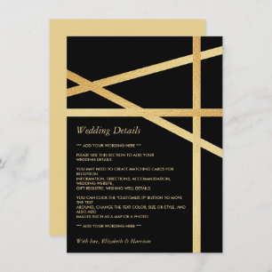 Gold Foil Effect Geometric Style Wedding Detail Enclosure Card