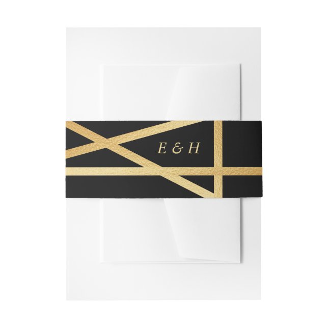 Gold Foil Effect Geometric Style Wedding Invitation Belly Band (Front Example)