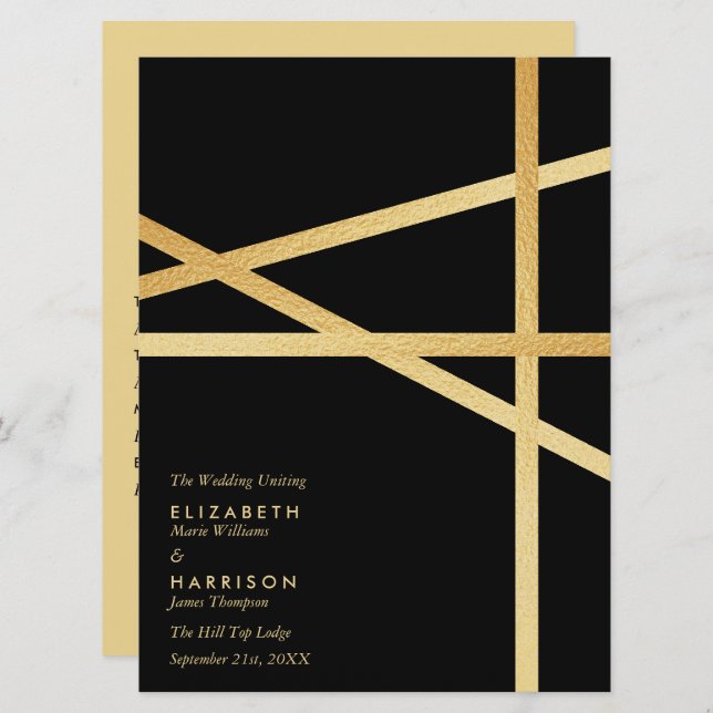 Gold Foil Effect Geometric Style Wedding Program (Front/Back)