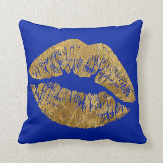 Gold Foil Effect Kiss Throw Pillow