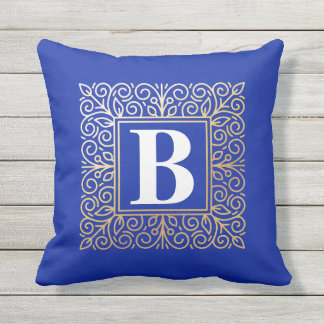 Gold Foil Effect Monogram Throw Pillow