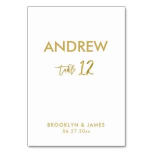 Gold Foil Effect Wedding Table Cards Table 12