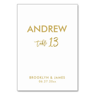 Gold Foil Effect Wedding Table Cards Table 13