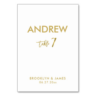Gold Foil Effect Wedding Table Cards Table 7