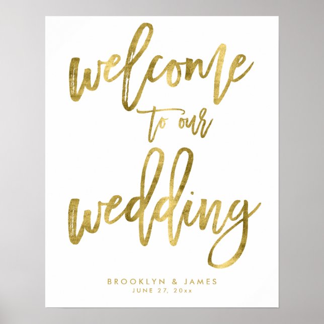 Gold Foil Effect Welcome To Our Wedding Sign (Front)