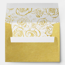 Gold Foil Effect with Roses Invitation Envelopes