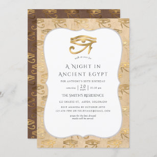 Gold Foil Egyptian Themed Party Invitation