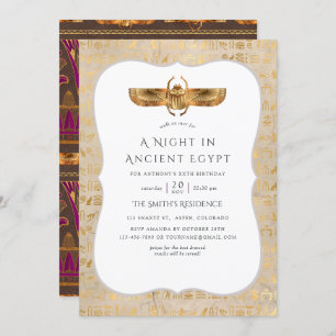 Gold Foil Egyptian Themed Party Invitation
