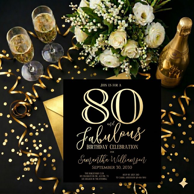 Gold Foil Eighty and Fabulous 80th Birthday (Creator Uploaded)