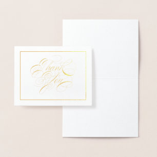 Gold Foil Elegant Calligraphy Thank You Note Card